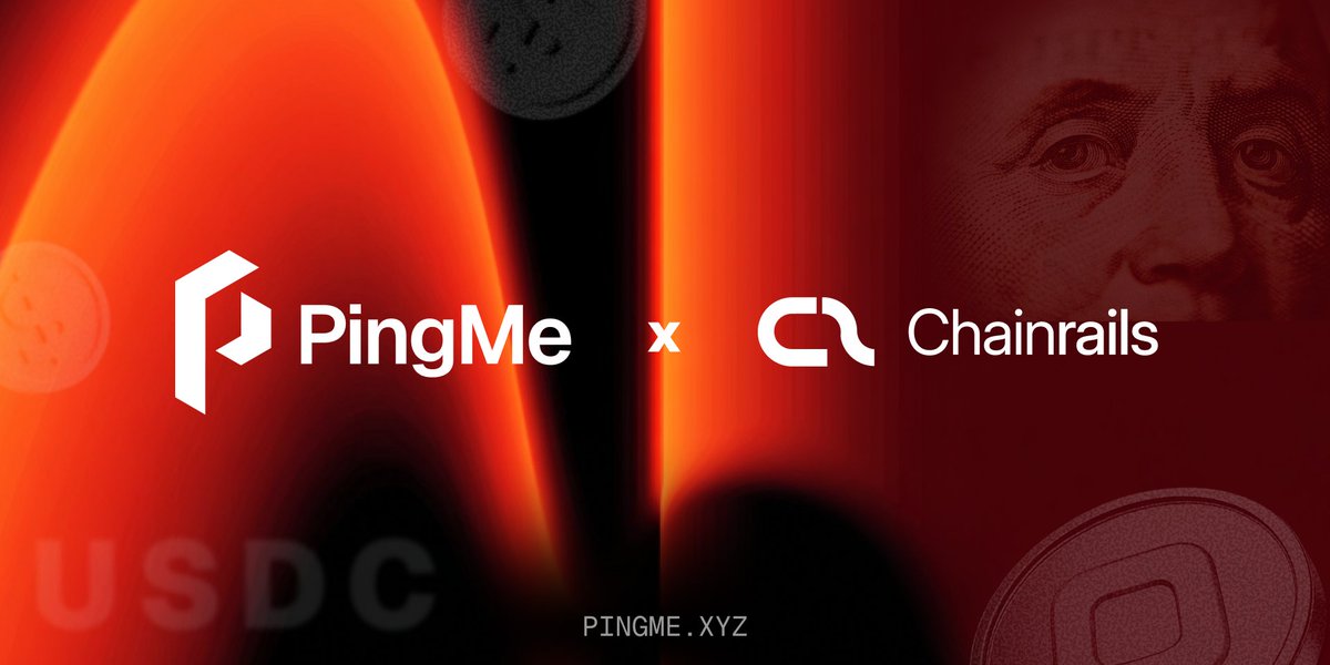 PingMe_xyz's tweet photo. Payments are only as good as the rails beneath them. 

We’re partnering with @chainrails_io to make fiat ramp seamless for you.

PingMe full experience is coming together nicely. 🤝 https://t.co/rRhZ5BJymi