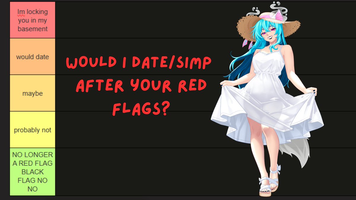 As the lover of all red flags (i keep falling for them chat send help) let me rate if i would simp/ date you based on your character+ redflags