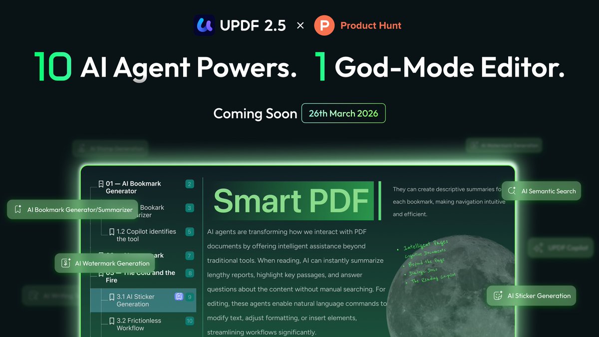 🚀 UPDF 2.5 débarque sur Product Hunt !
👉 producthunt.com/products/updf-…
PDF plus lourd que la veille ?
✅ Modification du texte fluide
✅ PDF convertisseur impeccable
✅ Interface pensée pour vous

Un upvote = un sourire dans notre équipe 💙
#ProductHunt #UPDF #PDF