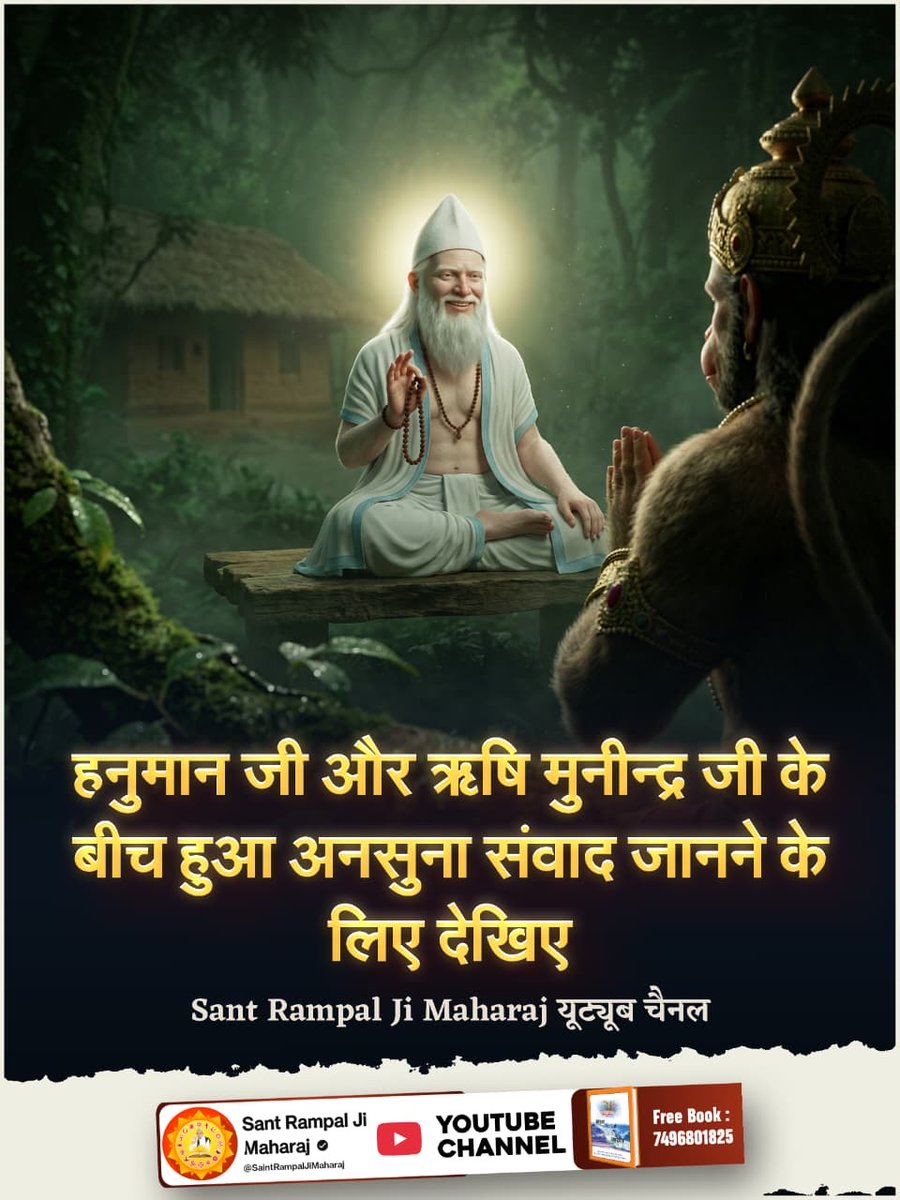 RajpushapS's tweet photo. #अयोध्यासे_जानेकेबाद_हनुमानको मिले पूर्ण परमात्मा

⚜️ हनुमान जी और ऋषि मुनीन्द्र जी बीच हुआ अनसुना संवाद जानने के लिए देखिए Sant Rampal Ji Maharaj यूट्यूब चैनल https://t.co/IyR0WjLPpc