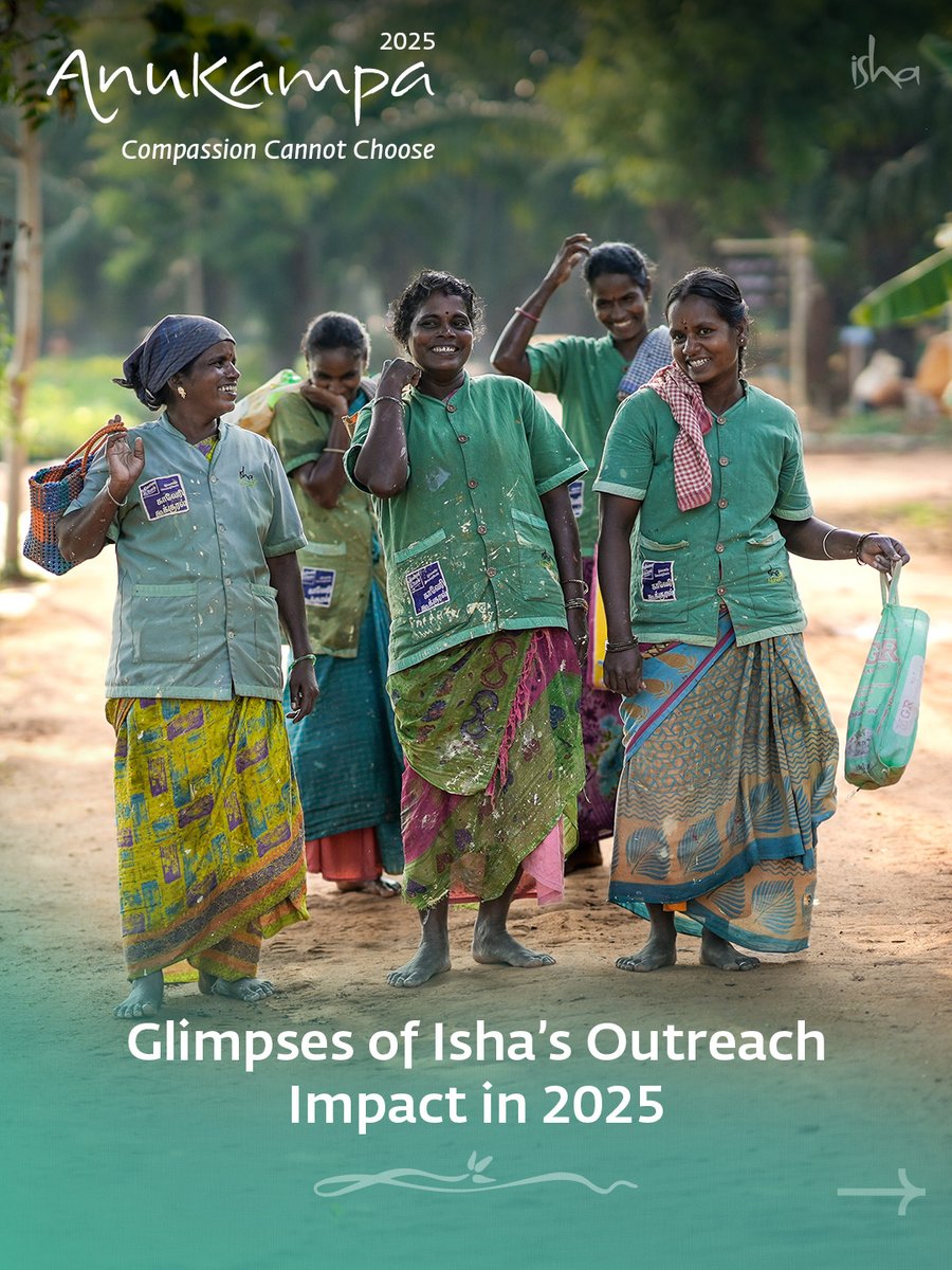 ishafoundation's tweet photo. The 2025 edition of Anukampa is officially here. This isn’t just an impact report; it’s a blueprint for rural transformation. From a 100% pass rate at Isha Vidhya to a 300% increase in farmer income through Cauvery Calling, we are proving that sustainable change is measurable. Know More: https://t.co/4ABDJAPi0s