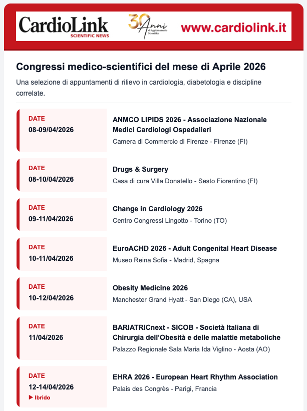 cardiolink_it's tweet image. 📌📆 Aprile 2026: i #congressi da segnare in #agenda by CardioLink

🔔 #CardioLink #notizie #cardiologia #congresso
📱 cardiolink.it/v2/congressi.p…