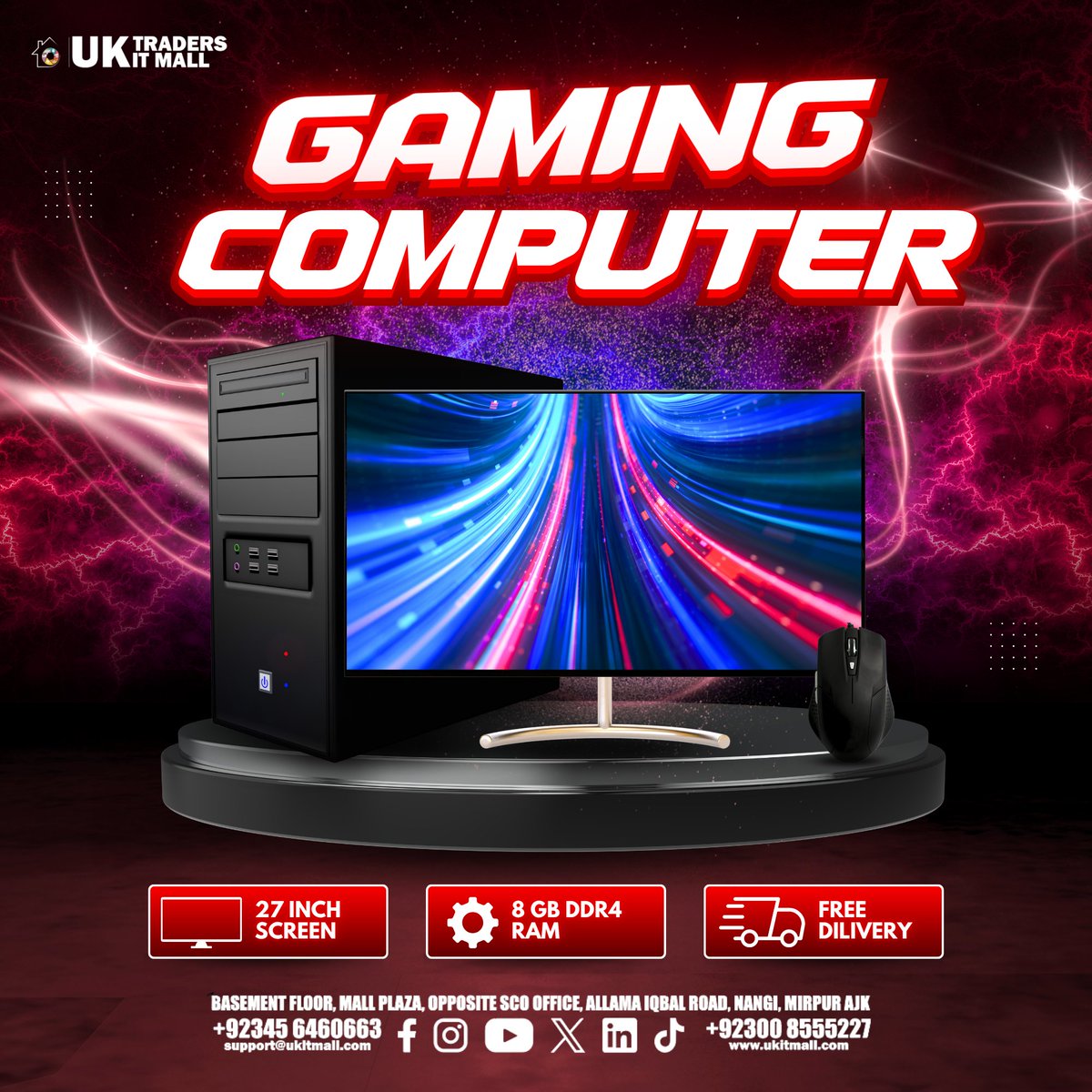 UKITMall's tweet image. Built for gamers—experience next-level graphics and speed with our gaming PCs.
#GamingComputer #ProGaming #PCSetup #TechDeals #GamingZone #ITStore