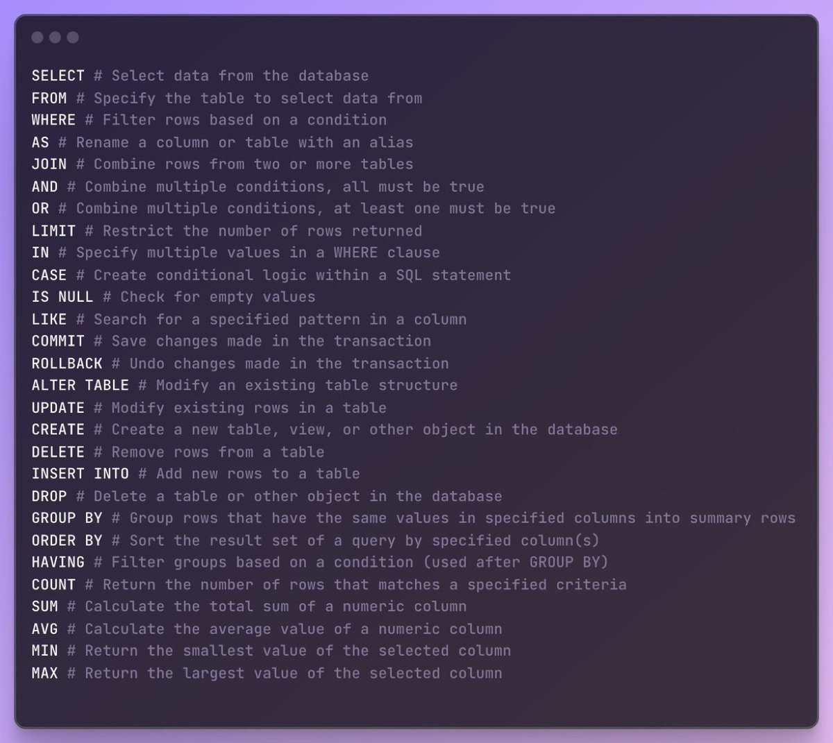 This solves 80% of your SQL problems💯