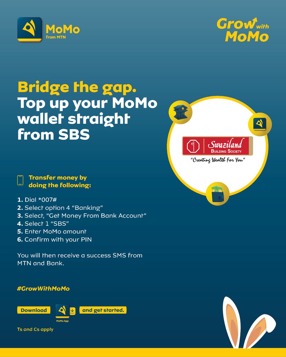 mtnmomosz's tweet photo. Make every Easter payment simple and stress‑free 🐣
Easily move money from your bank or other wallets into your MoMo wallet and enjoy safe, convenient transactions wherever the holidays take you.
#eps #paywithmomo #GrowWithMoMo https://t.co/auBNZaIsnl