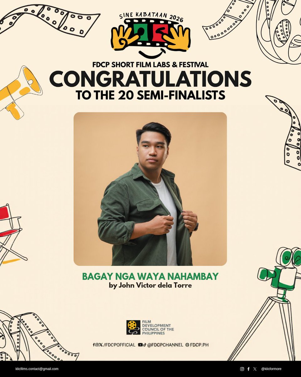 klicformore's tweet photo. ICYMI: In line with Klic’s goal of expanding and welcoming filmmakers from the regions, we’re back at Sine Kabataan as a semi-finalist! John Victor dela Torre’s Bagay Nga Waya Nahambay will be produced under Klic, another exciting addition to our 2026 film slate.

#KlicForMore https://t.co/AweWmMvljx