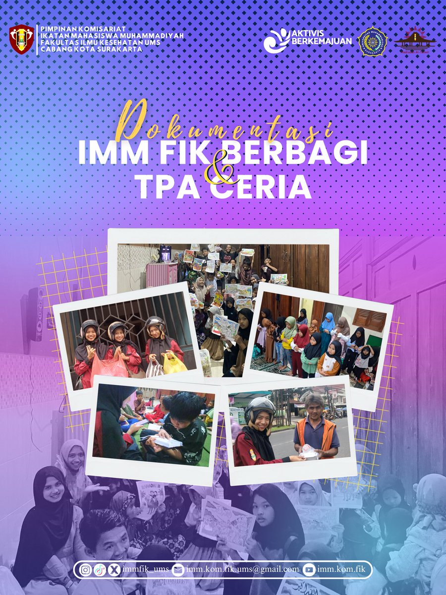 immfik_ums's tweet photo. •┈┈┈┈┈┈•❁﷽❁•┈┈┈┈┈┈•  
PK IMM FIK UMS  
•┈┈┈┈┈┈•┈┈┈┈┈•┈┈┈┈┈┈•

Assalamu’alaikum warahmatullahi wabarakatuh

Alhamdulillahi rabbil ‘alamin, telah terlaksana rangkaian kegiatan IMM FIK Berbagi Takjil &amp; TPA Ceria https://t.co/9r4KNUJo78