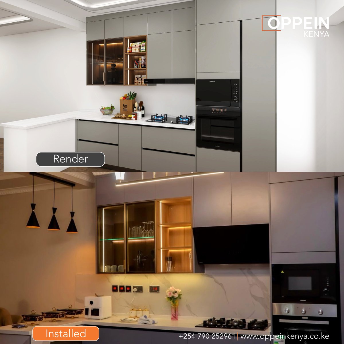 OppeinKE's tweet photo. These kitchen cabinets shape how the space works and feels.

Matte finishes, warm-lit glass displays, and tall units that keep appliances neatly tucked away. Smart storage, precisely measured and installed to fit just right.

Interested? Let’s plan yours.

📞 +254 790 252961 https://t.co/dbdZ5bqjRv