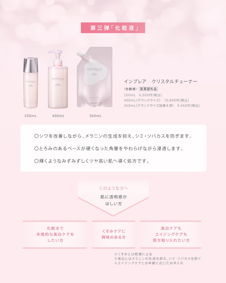 シワ・シミ・くすみが気になる方に💁‍♀️ #インプレア クリスタル