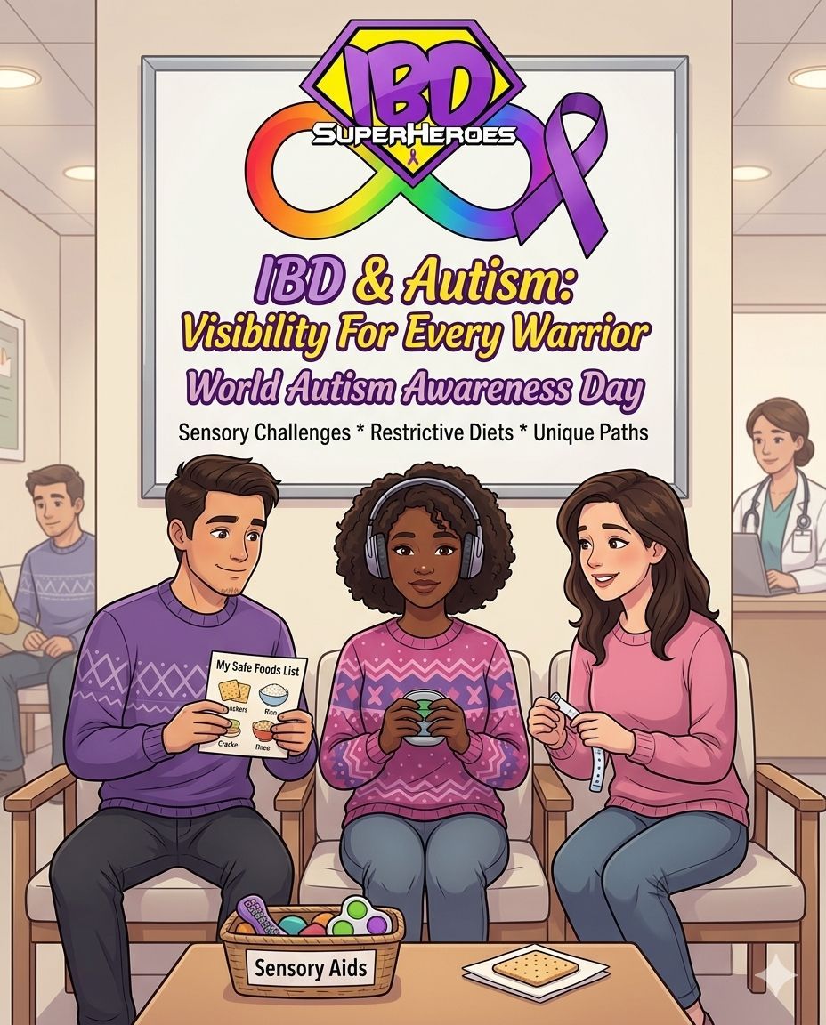 IBDSuperHeroes's tweet image. On #AutismAwarenessDay, we’re highlighting the intersection of #neurodiversity and #IBD. 🧩 

Sensory challenges make managing #Crohns or #Colitis even more complex. 

How has neurodivergence impacted your health journey?
