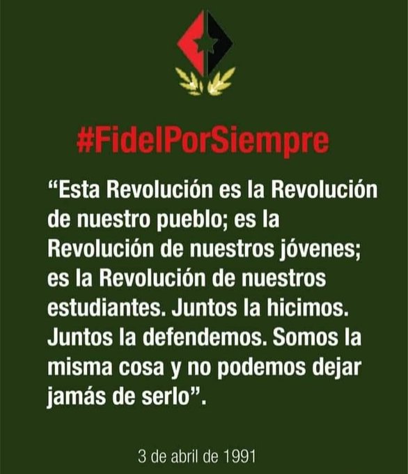 EldysGlez's tweet photo. Nuestro eterno Comandante en Jefe #Fidel,  paradigma a seguir adelante #CubaEstáFirme
#SanctiSpíritusEnMarcha @DiazCanelB @DeivyPrezMartn1 @YennyRod0808 @DamarisBaez @ElainePlasenci2 @MileidiOris @Lando59432549 @MiriamMartnezV6 https://t.co/HhhZALT2Rr