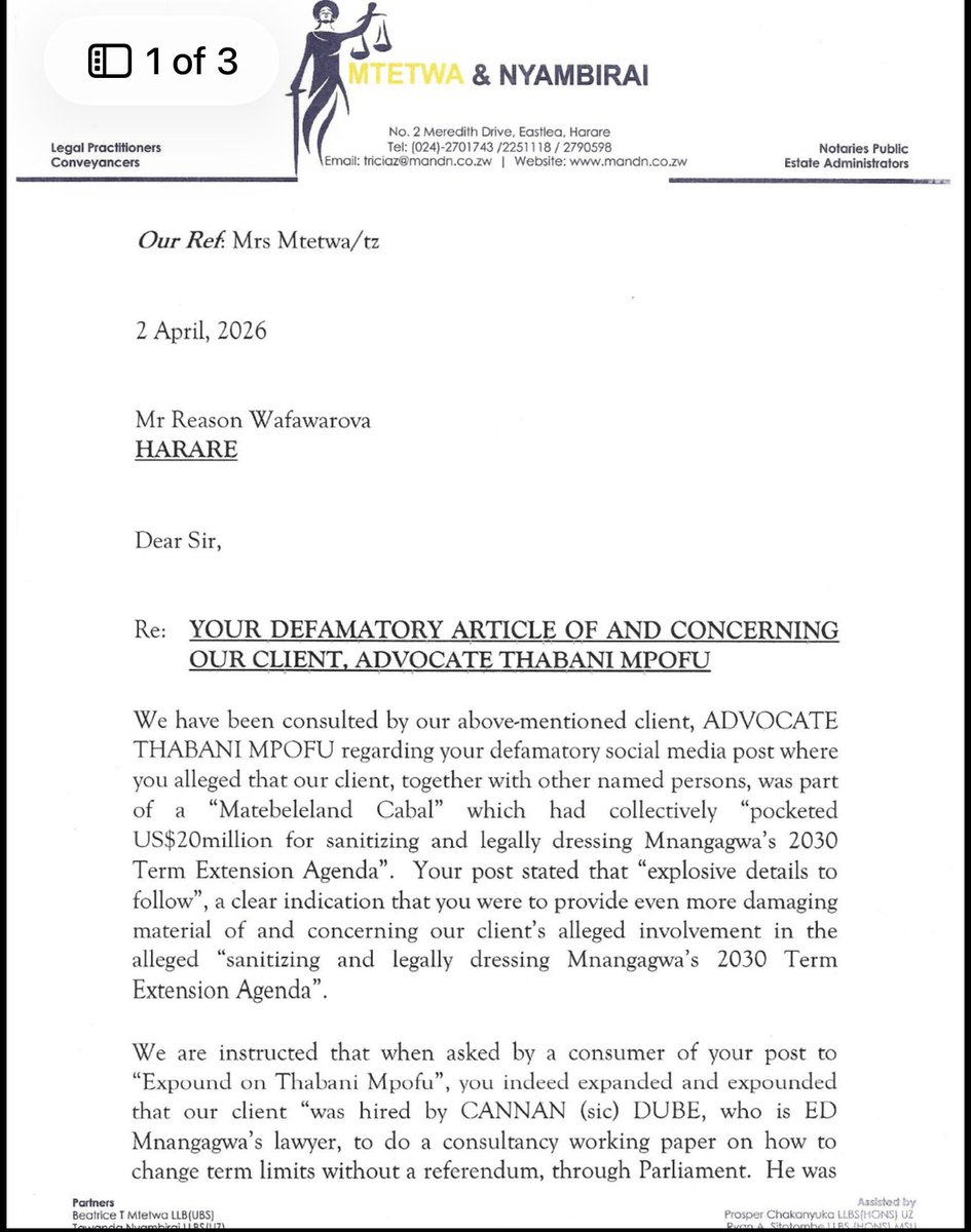 Thabani Mpofu tweet media