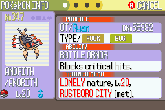 XortaClanc's tweet photo. 🌟 Shiny Anorith 🌟

In Pokémon Ruby after 19146 resets. First fossil shiny for me! https://t.co/ASc9uOVygL