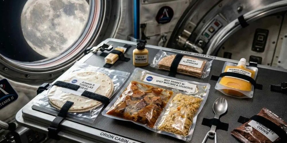 SpacePagenieuws's tweet photo. Geen vers voedsel voor de astronauten tijdens de Artemis 2 missie naar de maan maar wel heel wat andere lekkere maaltijden en dranken. Ontdek er hier alles over: https://t.co/saG22QhOWi 
#Artemis #NASA #ruimtevaart #voeding #wetenschap #astronauten https://t.co/OrwXILxUvp