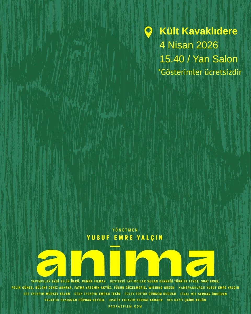 PatikaraDernegi's tweet photo. 4-5 Nisan'da Ankara Kült Kavaklıdere'de Documentarist Belgesel Kolektifi'nin katkılarıyla düzenlediğimiz Hayvan Hakları Film Festivali'ne Ankaralı tüm dostlarımızı bekliyoruz.

Gösterim Programı⬇️

▪️ 4 Nisan 2026
14.30 Taş Kafa, Anima, Agop Usta gösterimleri
17.00 Patikara; Bir Dayanışma Meselesi prömiyer gösterimi
17.30 Hekim; Yaşam, Ölüm, İnsanlık prömiyer gösterimi ve film sonrası Yönetmen-yönetmen yardımcısı katılımlı söyleşi

▪️ 5 Nisan 2026
17.00 Hayırsız Ada, İstanbul’un Sokak Köpekleri gösterimleri
18.20 Gösterimler üzerine Burçin Gerçek ve Atilla Dirim Söyleşisi

*Gösterimler ücretsizdir.

▪️ 4-12 Nisan tarihleri arasında Kült Kavaklıdere sergi salonunda Patili Resim Sergimiz olacaktır.

Patidostu herkesi dayanışmaya çağırıyoruz.

Patikara yaşatır, dayanışma yaşatır.
