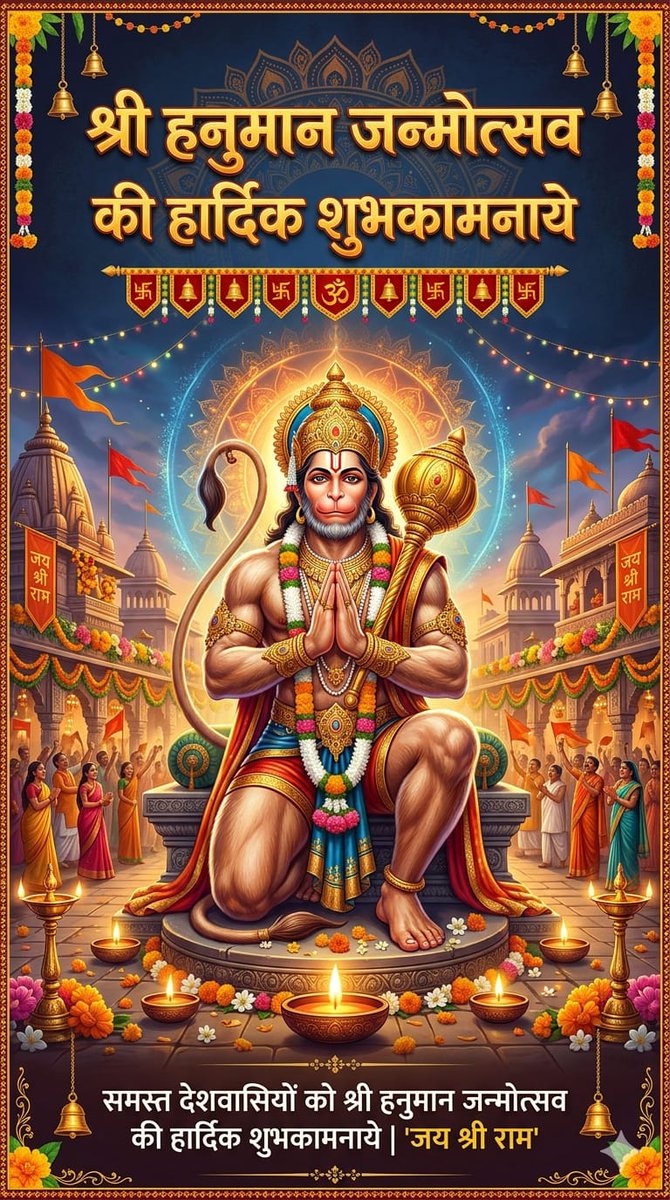 ElconsIndia's tweet photo. 🚩 जय श्र�� राम 🚩
🙏 हनुमान जन्मोत्सव की हार्दिक शुभकामनाएं 🙏
आज के इस पावन दिन पर हम सभी श्री हनुमान जी से प्रार्थना करते हैं कि वे हमें शक्ति, बुद्धि और साहस प्रदान करें।
🌺 संकट मोचन हनुमान जी की कृपा आप और आपके परिवार पर सदैव बनी रहे 🌺
जय बजरंगबली! 🚩💪 https://t.co/Kp9KXttQpt