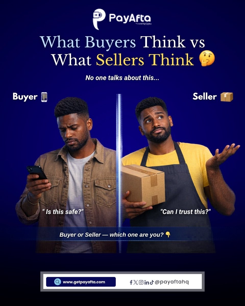 PayAftaHQ's tweet photo. Buyers don’t always disappear, they’re often just scared of scams. Sellers feel it too, with the risk of fake alerts. That’s where PayAfta escrow comes in. Payments are verified and held before delivery, no fake alerts, no fear.
Start using PayAfta today: https://t.co/iKvhk1RPm7 https://t.co/IatmiEFYQk