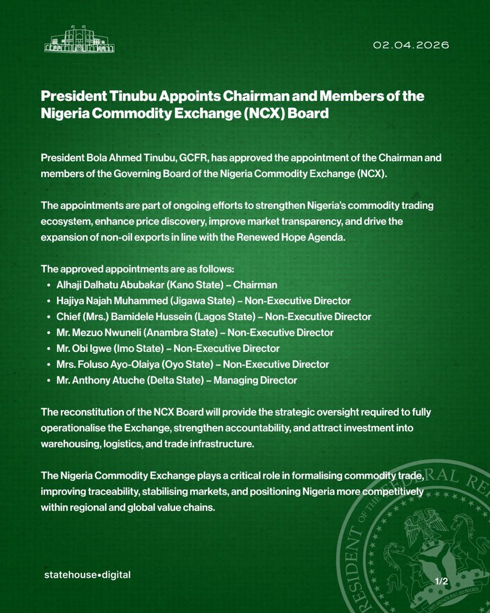 Nigeria Commodity Exchange tweet media