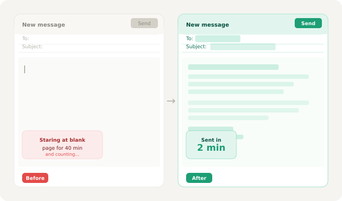 builder_ops's tweet photo. Before:
Staring at a blank email trying to “sound professional”

After:
Using a template and sending in 2 minutes

Most freelancers waste time rewriting.

You don’t need to. https://t.co/fKOmE8d8Fw