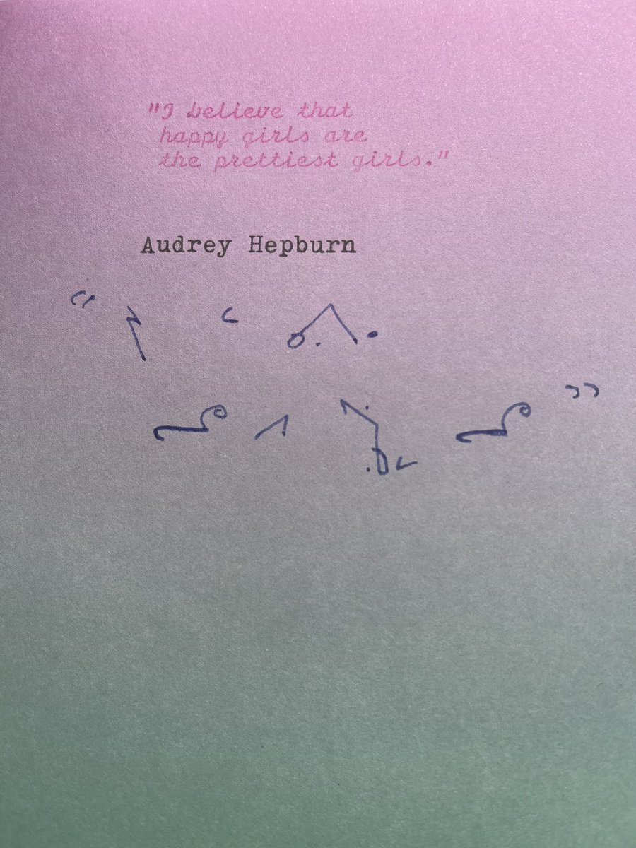 SoOccasionNow's tweet image. Audrey Hepburn was a wonderful strong woman with a beautiful spirit. 
This quotation made me smile. 
No 12 of a series. 
#typewriting 
#quotations 
#Pitmans #Shorthand