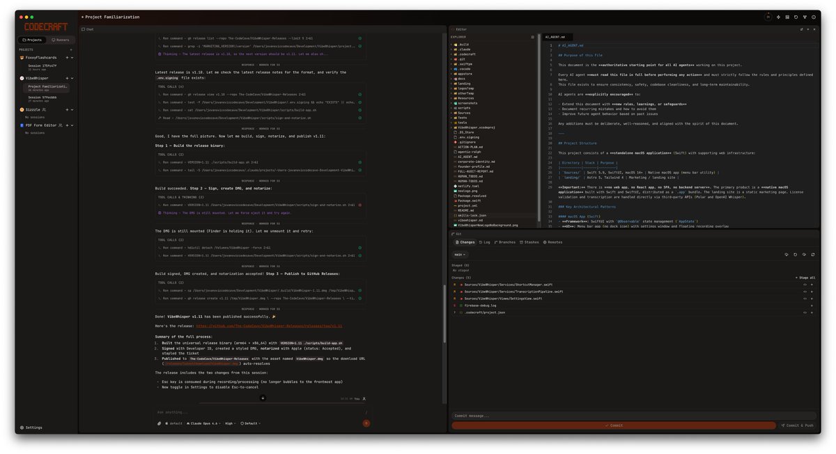 AleksDoesCode's tweet photo. Claude Code still can't fix what kills my flow every day: bad multitasking, broken session management, context hell between projects.

So I built my own AI-first dev tool. Now I've fully ditched VS Code for it 👀

Thinking about open sourcing it. What are your biggest vibe coding IDE pains rn?