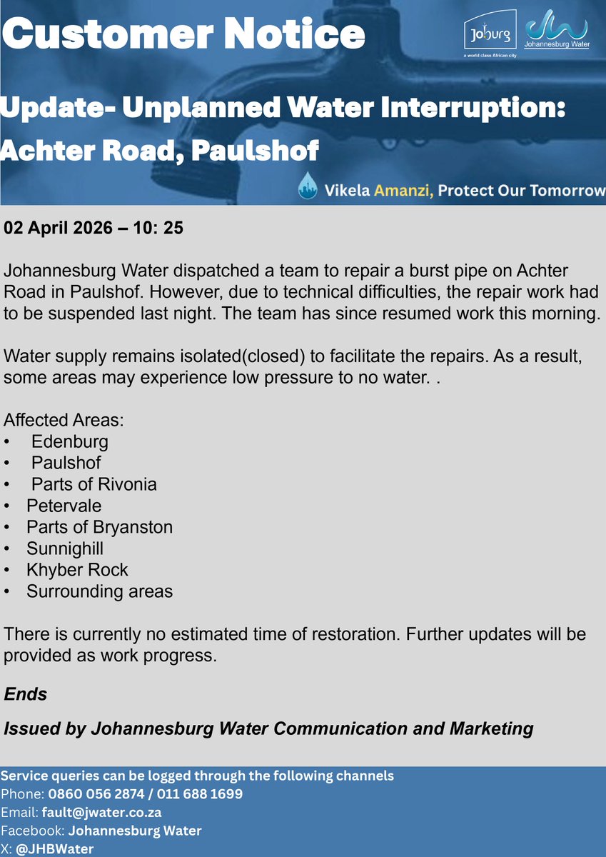 Johannesburg Water tweet media