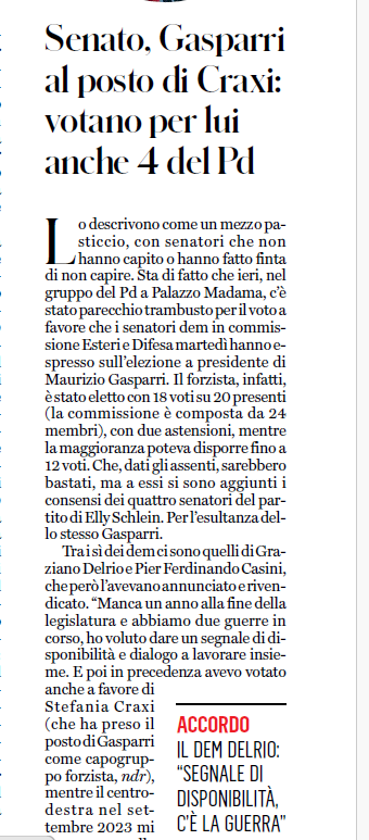 Moonlightshad1's tweet image. Nel pd hanno votato gasparri perché c'è la guerra  e bisognava dare un segno di "disponibilità".
Sono senza vergogna.
Dal Fatto Quotidiano