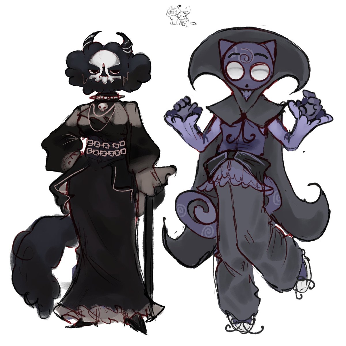 Oyochi13's tweet image. Cat women I like meow meow (my first time drawing furries pls bear with me) 

#mewgenics #marshmallow #gulliotina #morana #lucy