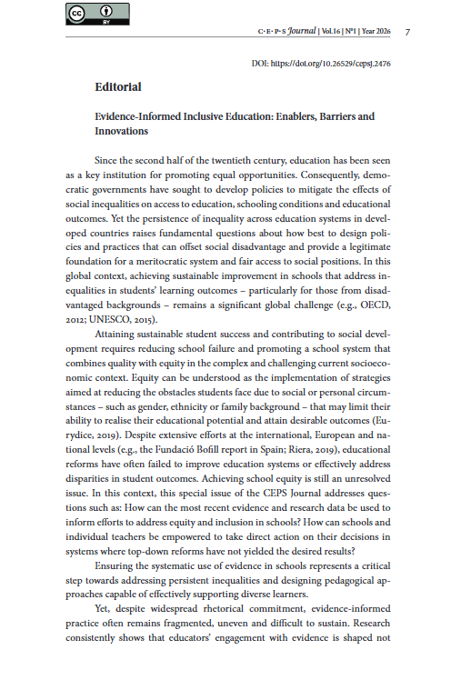 CepsJournal's tweet photo. Check out the editorial for our latest focus issue, written by the focus issue editors Georgeta Ion and Chris Brown,here: https://t.co/NGw5VTdlKN #editorial #evidenceinformededucation #inclusion https://t.co/bDBuX9u7uY