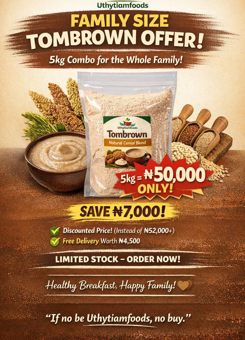 bishop_goody's tweet photo. Imagine having a child who doesn't like eating and you need the child to add weight, I have a solution.
Tombrown powder is the best option for you , only from uthytiamfoods.
Get this 5kg at a beautiful discount with delivery included.
Dm 08027624355 on whatsap https://t.co/3AYbwx61I9