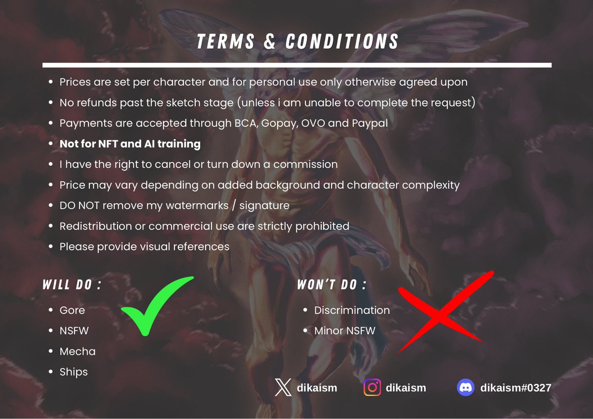 [ ❤️ and 🔁 are appreciated ]
🚨 OPEN COMMISSION 🚨

HI! I’m open for commissions for local and international. 

Please read and contact me if you’re interested 🙌