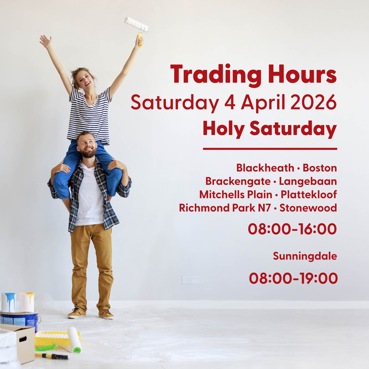 BrightsHardware's tweet photo. Making time for some DIY in between all the family activities? We’re here to help! 🧰 Take note of our trading hours for today. #BrightsHardware #Tools #HolySaturday https://t.co/iir8mFTywJ