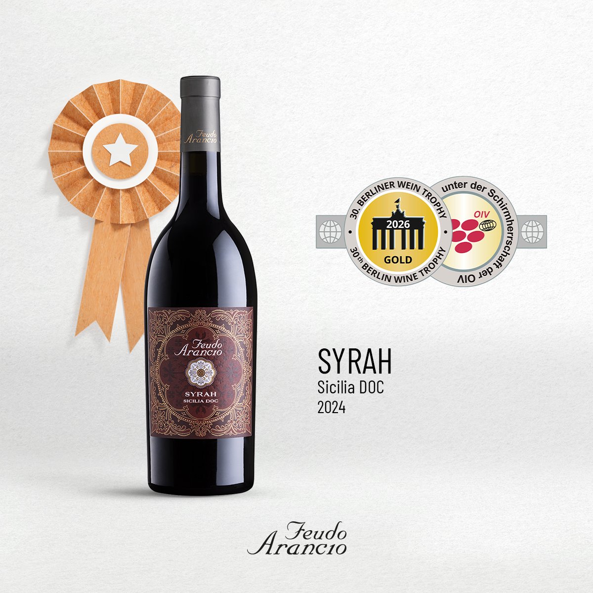 feudoarancioIT's tweet photo. 🥇 #BerlinerWeinTrophy 2026: triplo oro per i nostri vini!
Nero d’Avola 2024
Syrah 2024
Dalila 2024

Tre vini, una sola anima: la Sicilia.
Brindiamo insieme a questo nuovo traguardo ✨ https://t.co/kD1Ws7QuOj