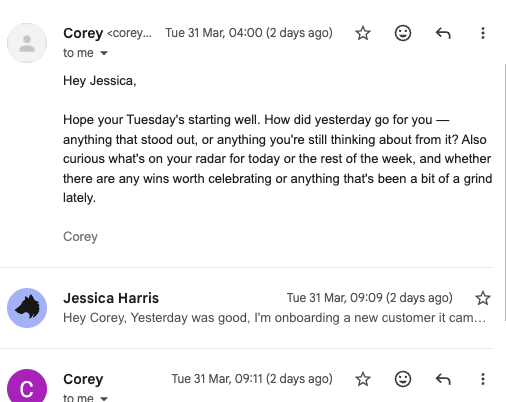Jessfowlds's tweet photo. Our CTO built an AI agent that does my work.

Not a chatbot. An actual agent with a specific job (and an email address). https://t.co/su70nyICiS