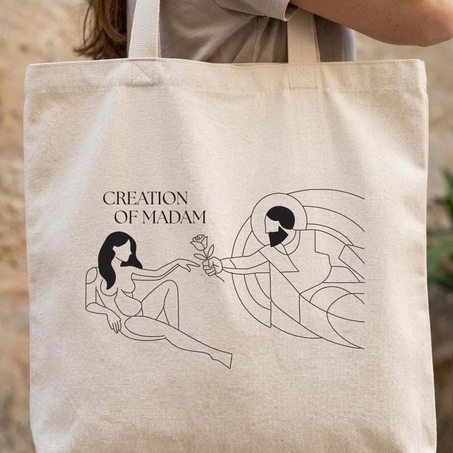 raykadsgn's tweet photo. God created Adam. But who created Madam? 🌹

The tote bag that rewrites art history — now on Etsy.

https://t.co/cRsik0i4Oq

#arthistory #funnytotebag #giftforher #etsyshop https://t.co/Pl14XDoPHH