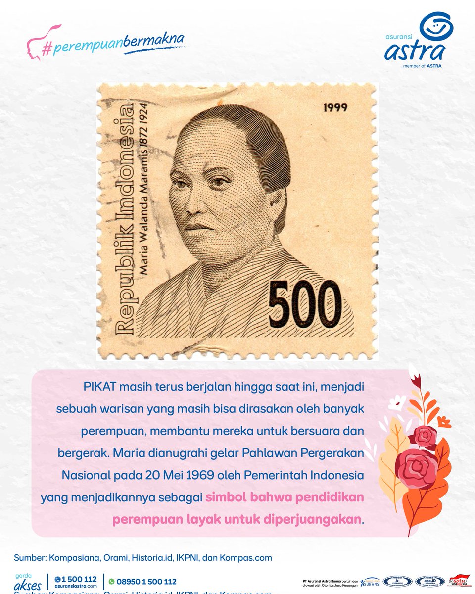 _AsuransiAstra's tweet image. Perempuan ini sudah bicara soal pendidikan sejak 1917.

Maria Walanda Maramis. Lewat PIKAT, ia mendorong perempuan untuk maju, mandiri, dan sejahtera.

Lebih dari 100 tahun lalu dan perjuangannya masih relevan sampai hari ini. ✊️

#AsuransiAstra #PeaceOfMind #PerempuanBermakna