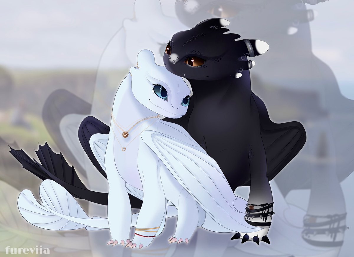 fureviia's tweet image. couple commission for my friends! 

#httyd #howtotrainyourdragon #nightfury #lightfury #dragons #dragon #commission #commissions #commissionsareopen #nightlightfury