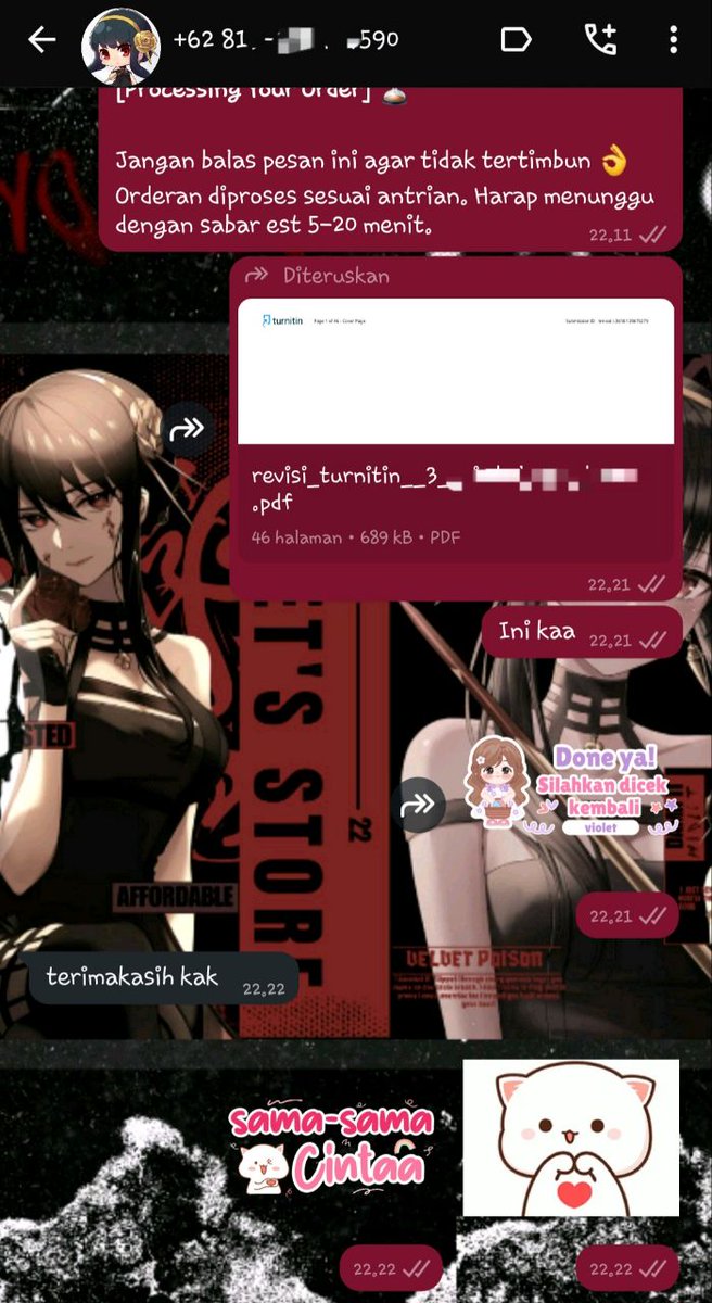 VIOLET || CEK TURNITIN & PARAFRASE 🦭 tweet media