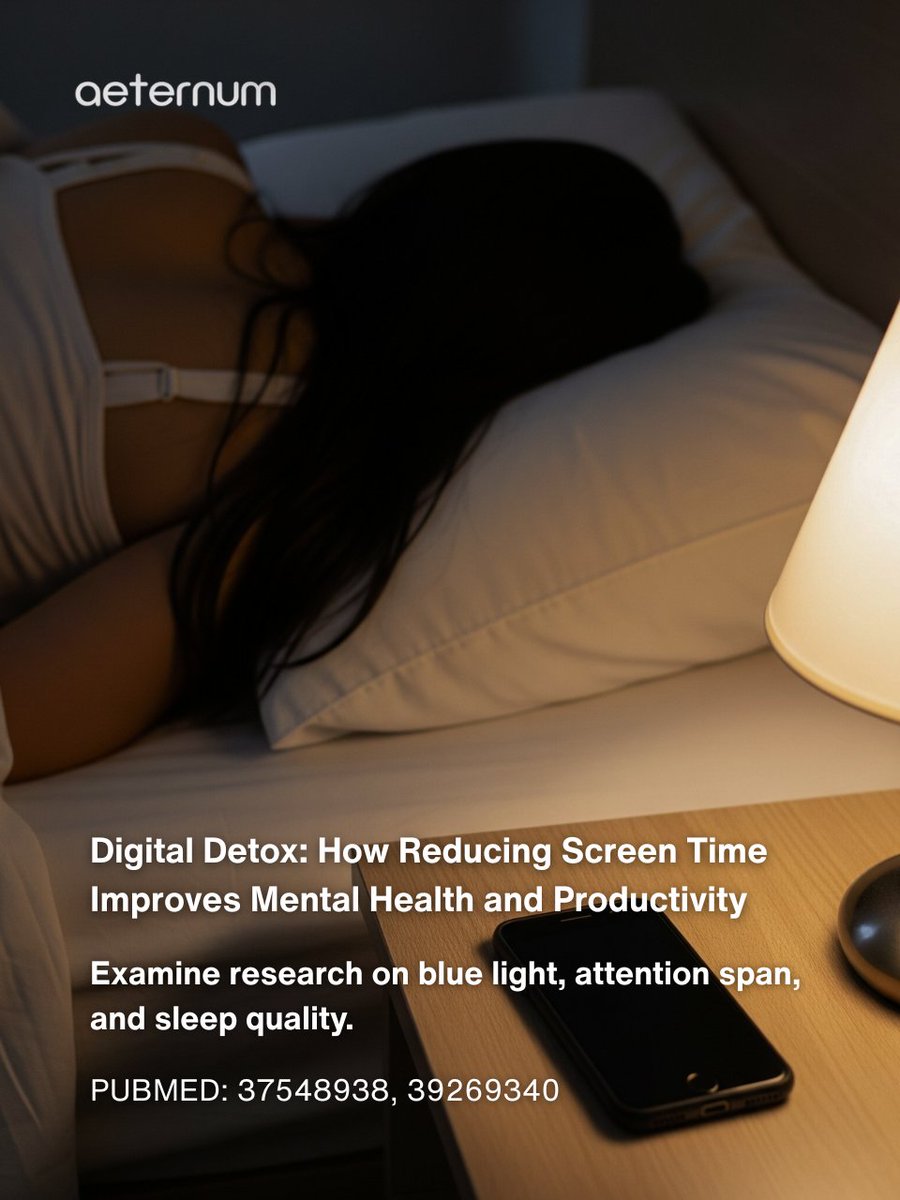 aeternumcompany's tweet image. Screens draining your brain?
Blue light disrupts sleep, constant notifications hurt focus, and too much screen time increases stress.

Unplug, use night mode, and take breaks for better brain health.

#DigitalDetox #MentalHealth #ProductivityTips #BlueLightAwareness #SleepBetter