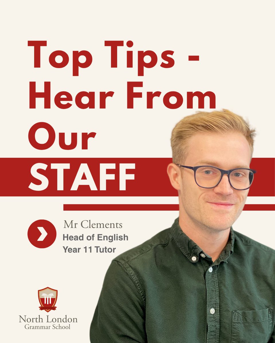 nlondongrammar's tweet image. Our Staff Top Tips for Exam Success 📚

Smart revision starts here! Key advice for Year 11 exams - covering timing, active practice, and exam technique. 

#nlgssenior #examweek #toptips #northlondongrammarschool
