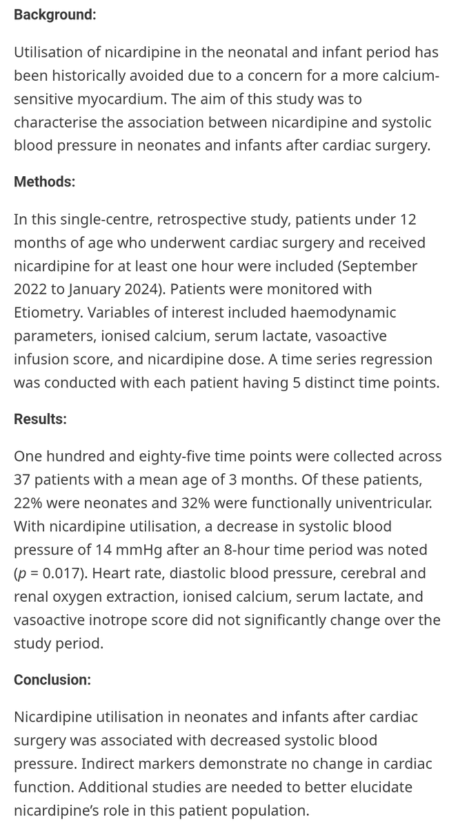 loomba_rohit's tweet photo. Used high fidelity #physiologic data from @etiometry to describe the effects of nicardipine in #pediatric #icu patients. Pressure change but no change in adequacy of O2 delivery. No ill effect in the #neonate.
https://t.co/3QTciUNDdC
#pedsicu #criticalcare #nicu #neotwitter https://t.co/GwTbzj0vBd