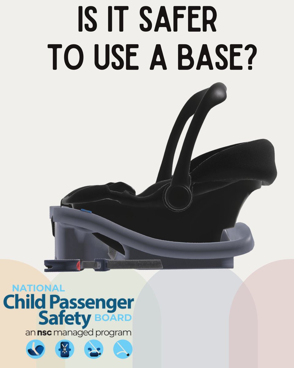 NCPSB's tweet image. A car seat base may add to the convenience of your installation, but it isn't there to make your car seat safer. If your car seat manual has instructions for installation without the base, it is absolutely safe to install your seat this way.
#carseat #safety #parents @NSCsafety