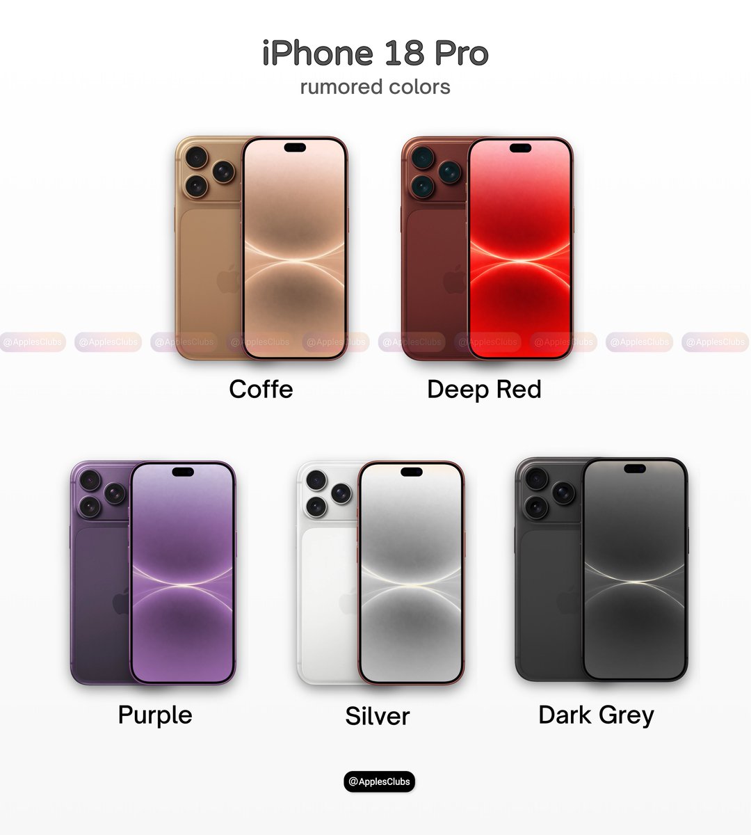 Ios 18 Pro Color iPhone 18 Pro colors looking 🔥 • Coffee ☕️ • Deep Red ️ • Purple 💜 ...