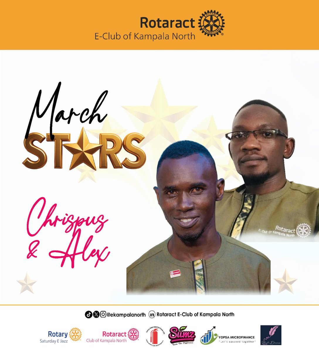 ekampalanorth's tweet image. 🌟🔥 March Stars shining loud and proud🌟

@im_Chrispus_B  &amp;amp; @SsekayizaA , leading with purpose, serving with passion, and inspiring beyond limits.
This is what impact looks like 💫

#EKANOsCelebratesYou #EKANOsStars #RotaractFamily #ServiceAboveSelf