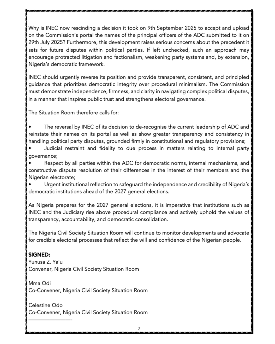 Nigeria Civil Society Situation Room tweet media