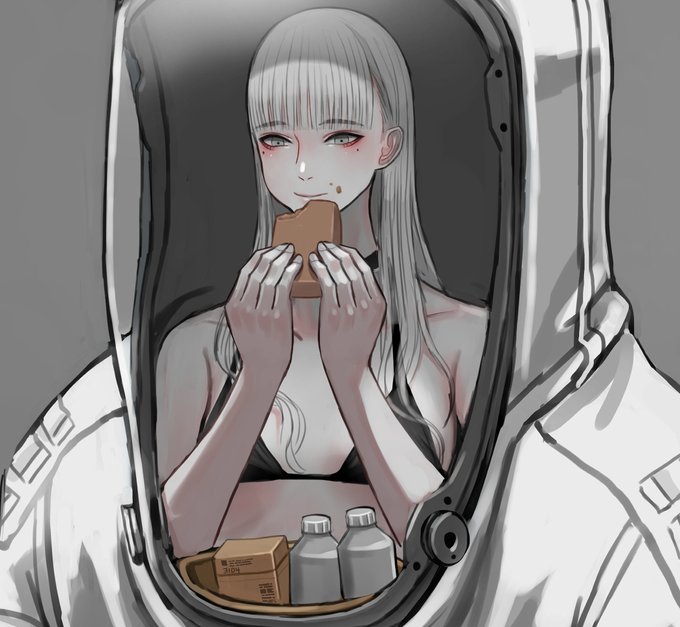 FANBOX更新 防護服のイラスト描きました。 内部空間に余裕があるので着たまま食事がとれる。