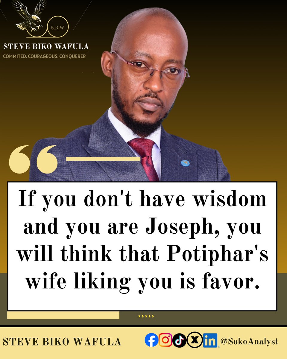 SokoAnalyst's tweet photo. If you don't have wisdom &amp; you are Joseph, you will think and believe that Potiphar's wife liking you is favor. We must always ask God for Wisdom. https://t.co/YDInQTDB6y