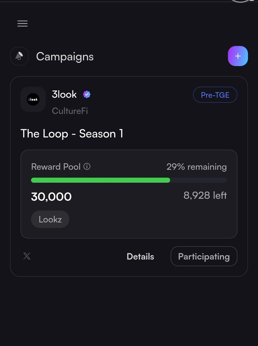 eclipsemaxi's tweet image. Another day, another claim on @3look_io.

The interface is smooth, the tracking is automatic, and the rewards are real.

Currently participating in the CultureFi revolution via The Loop Season 1

Only 8.9k $LOOKZ left for this campaign. The clock is ticking.

#Web3Creators #3look