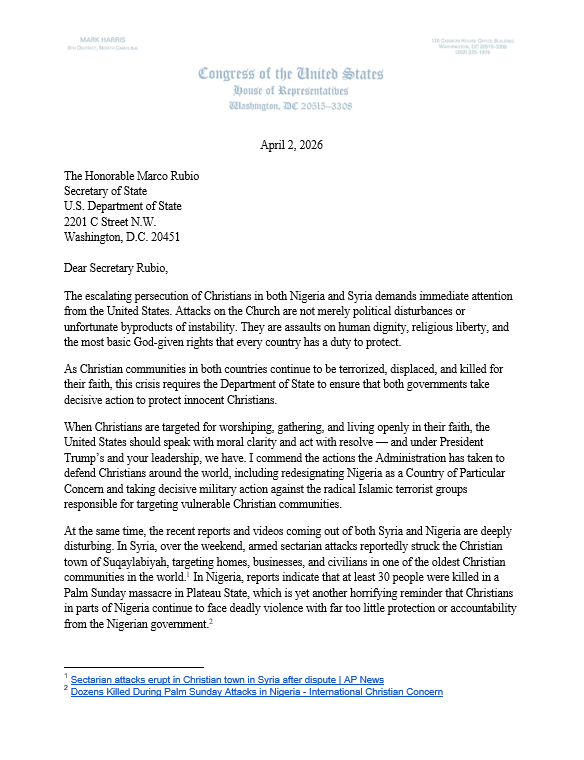 Rep. Mark Harris tweet media