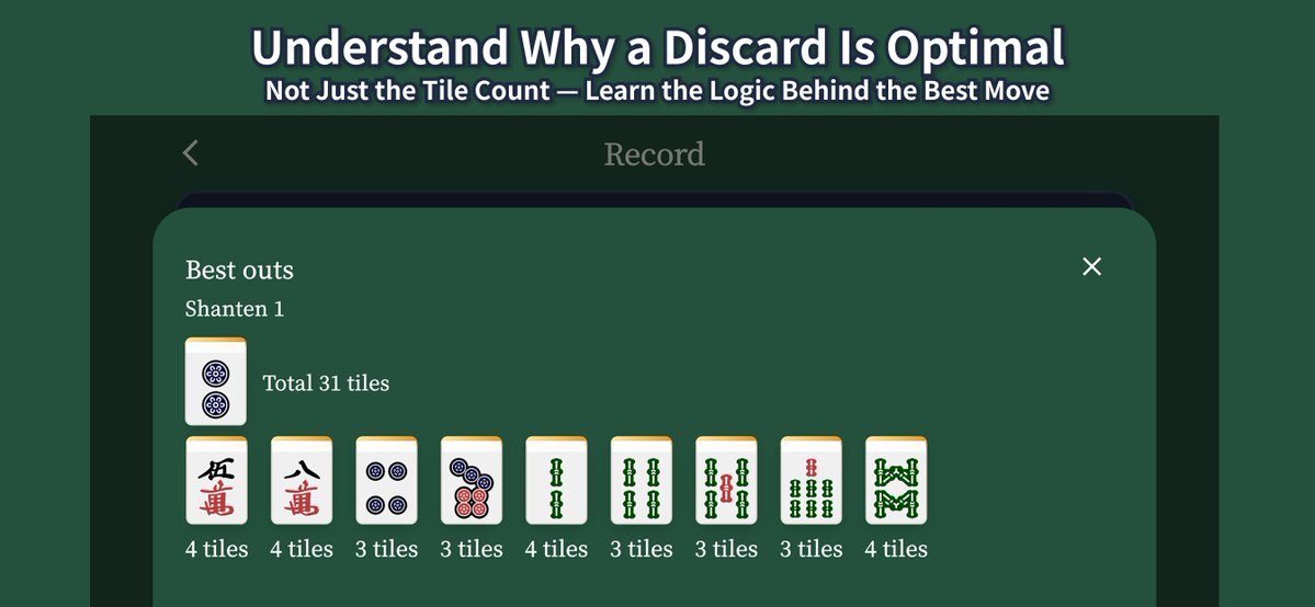 hi1280's tweet photo. If you’re new to Riichi Mahjong,

learning “what to discard” is the fastest way to improve.

This app lets you practice it again and again.

👇 iOS / Android
https://t.co/sll0lRFXV8

https://t.co/TebLMUunXV

#mahjong #riichi https://t.co/2dMfcJzVqM